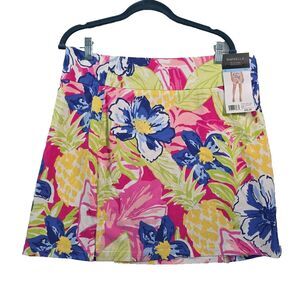 Rafaella  Cosmo Pink Floral Skort Skirt Women's Size Large Athleisure Golf NWT